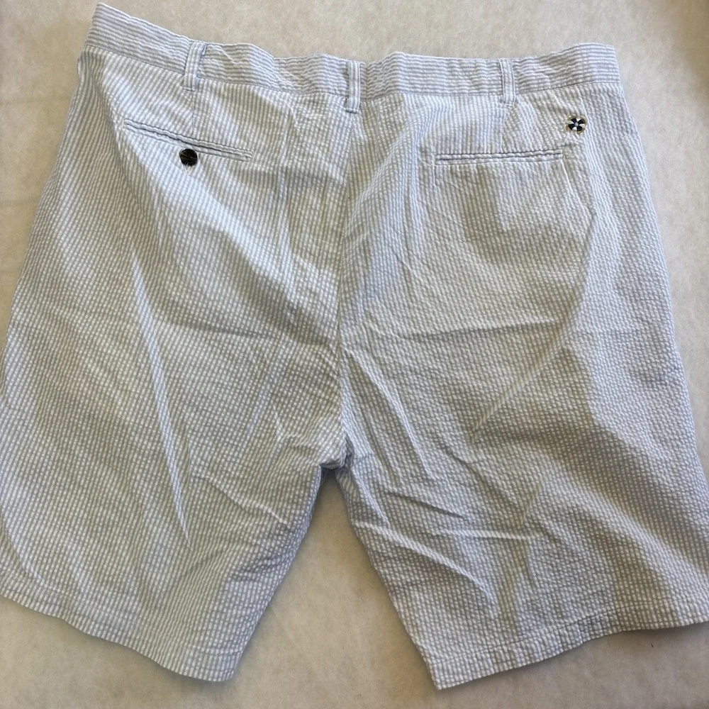 Castaway Nantucket Island Men Embroidered Cape Cod Blue Seersucker Shorts 40x8